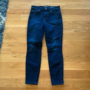 7 For All Mankind Women's High Waist Gwen Squiggle Ankle Jeans - Super Stretch Black Denim